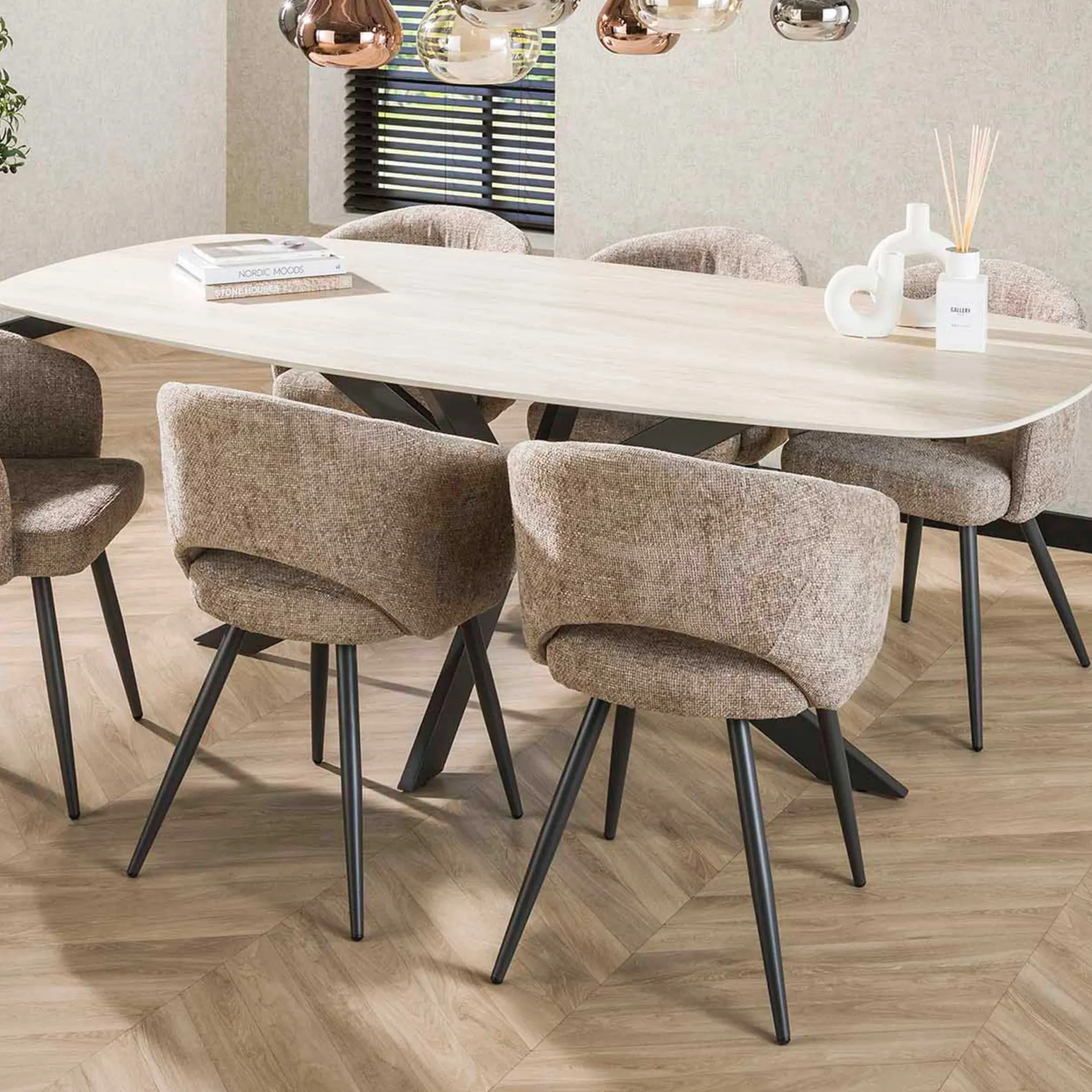 Emob Romano Danish Oval Esstisch 215 cm / 3D Keramik Travertin