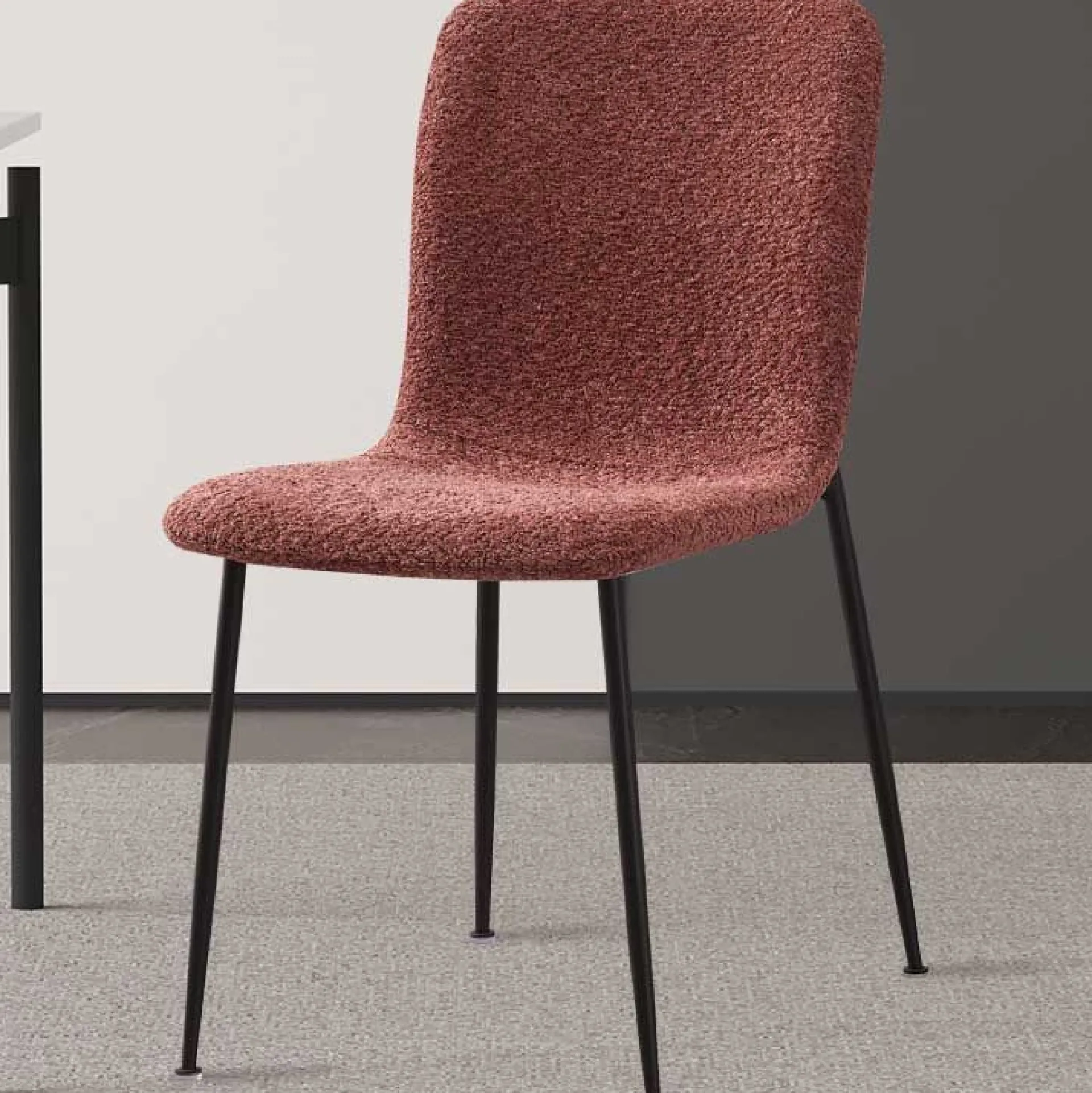 Rousseau Rosa Bouclé Stuhl Alice | Metallbeine | H81.5xB42xT57cm