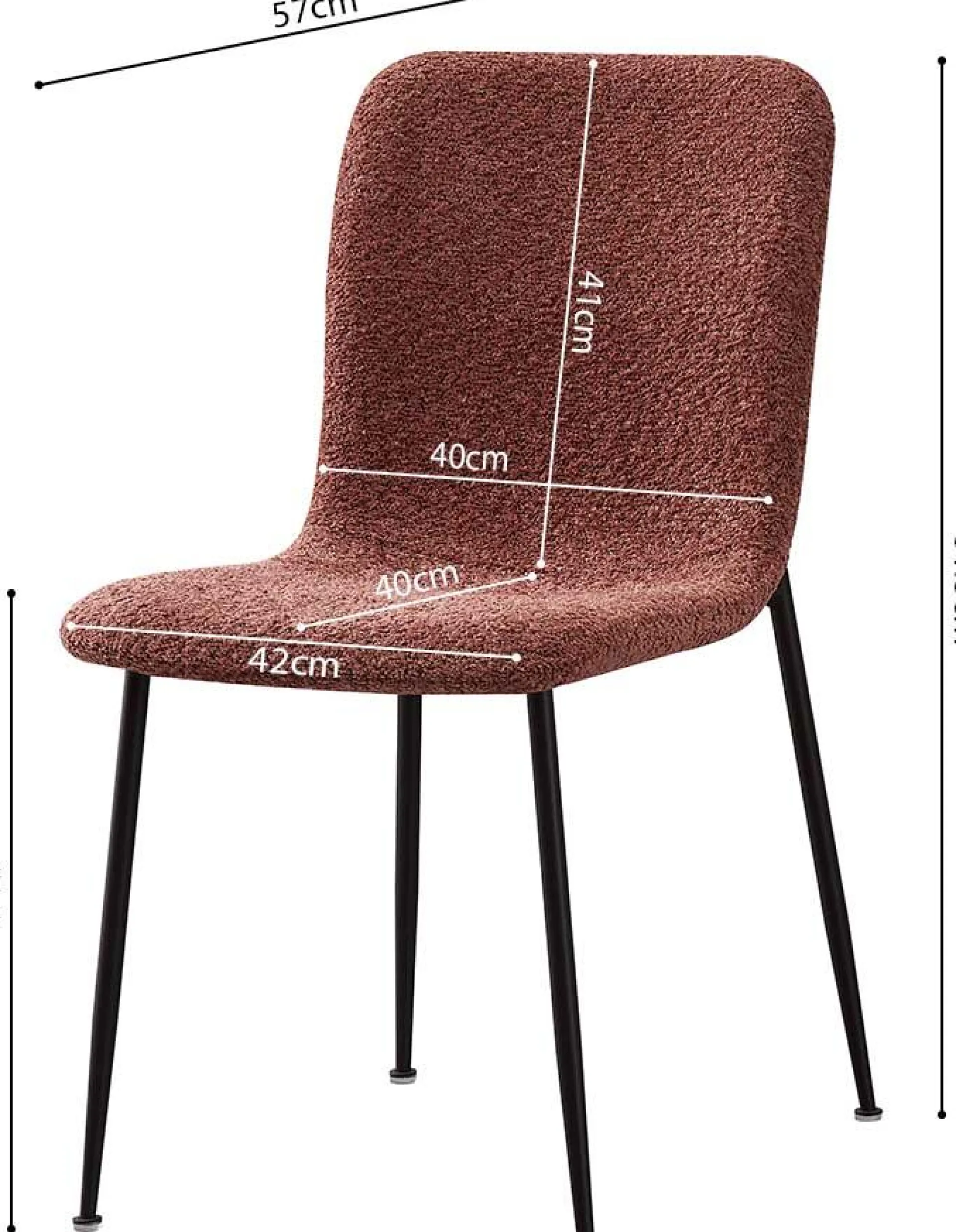 Rousseau Rosa Bouclé Stuhl Alice | Metallbeine | H81.5xB42xT57cm