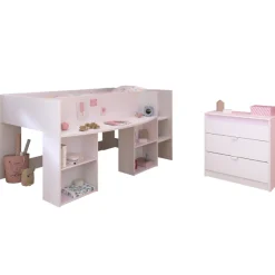Kinder Parisot Rue-Schlafzimmer-Set | Halbhohe Schlafcouch und Kommode