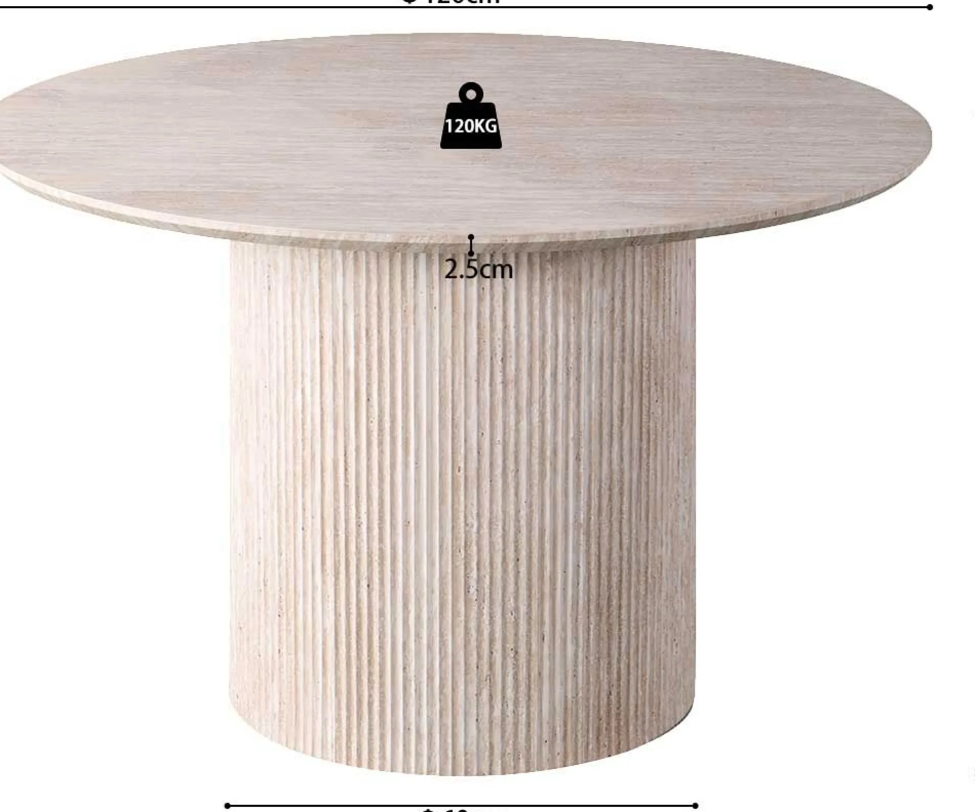 Rousseau Runder Esstisch Lagos - Ø120x76cm - Travertin