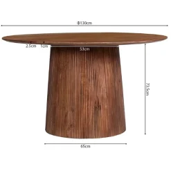 Rousseau Runder heller Tisch Miguel | Magnolienholz massiv | 76H x 130B x 130D cm
