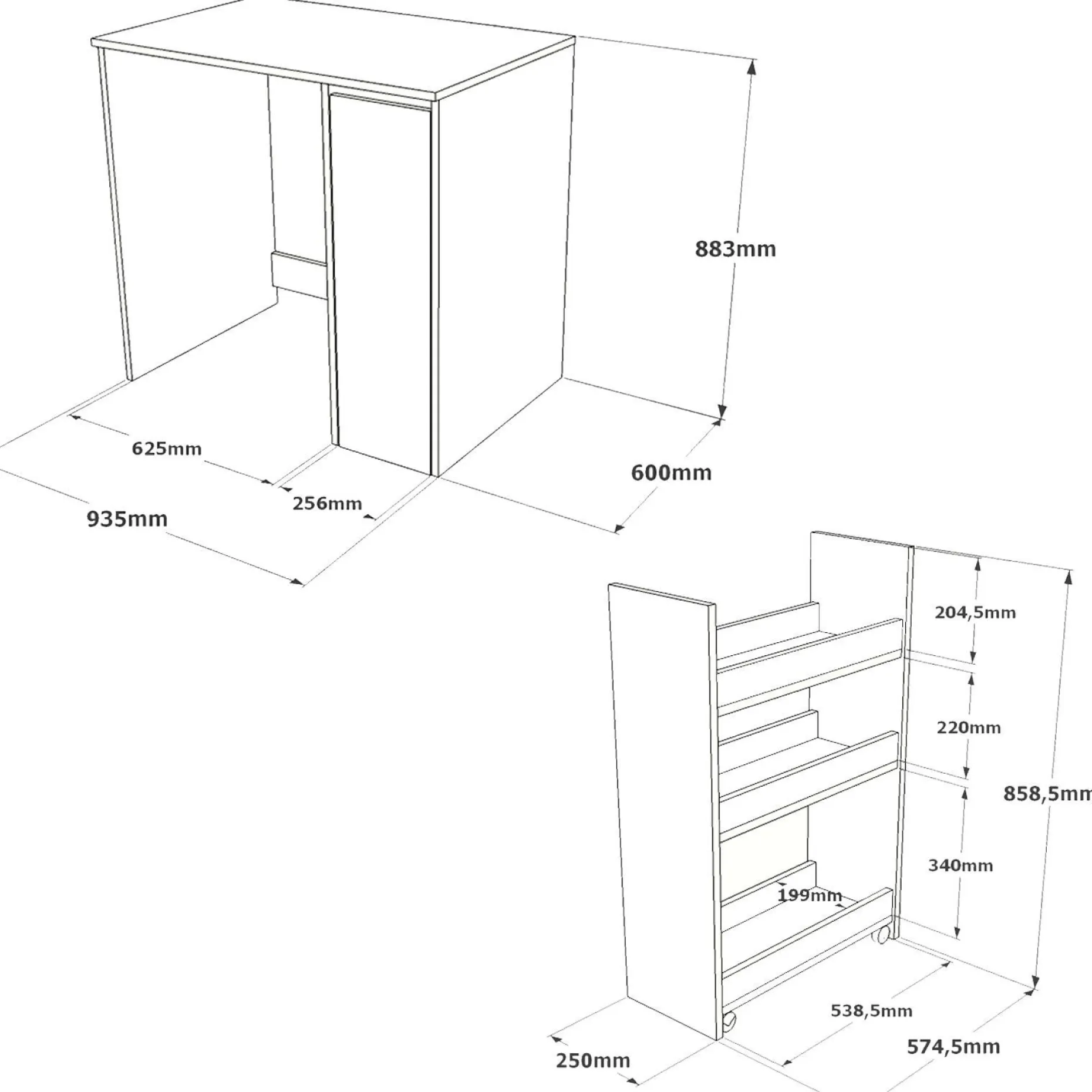 SA1 Badezimmerschrank | 100 % MELAMIN | Walnuss, Weiß