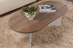 Emob Sable Couchtisch | 100 % MELAMIN | Walnuss, Weiß