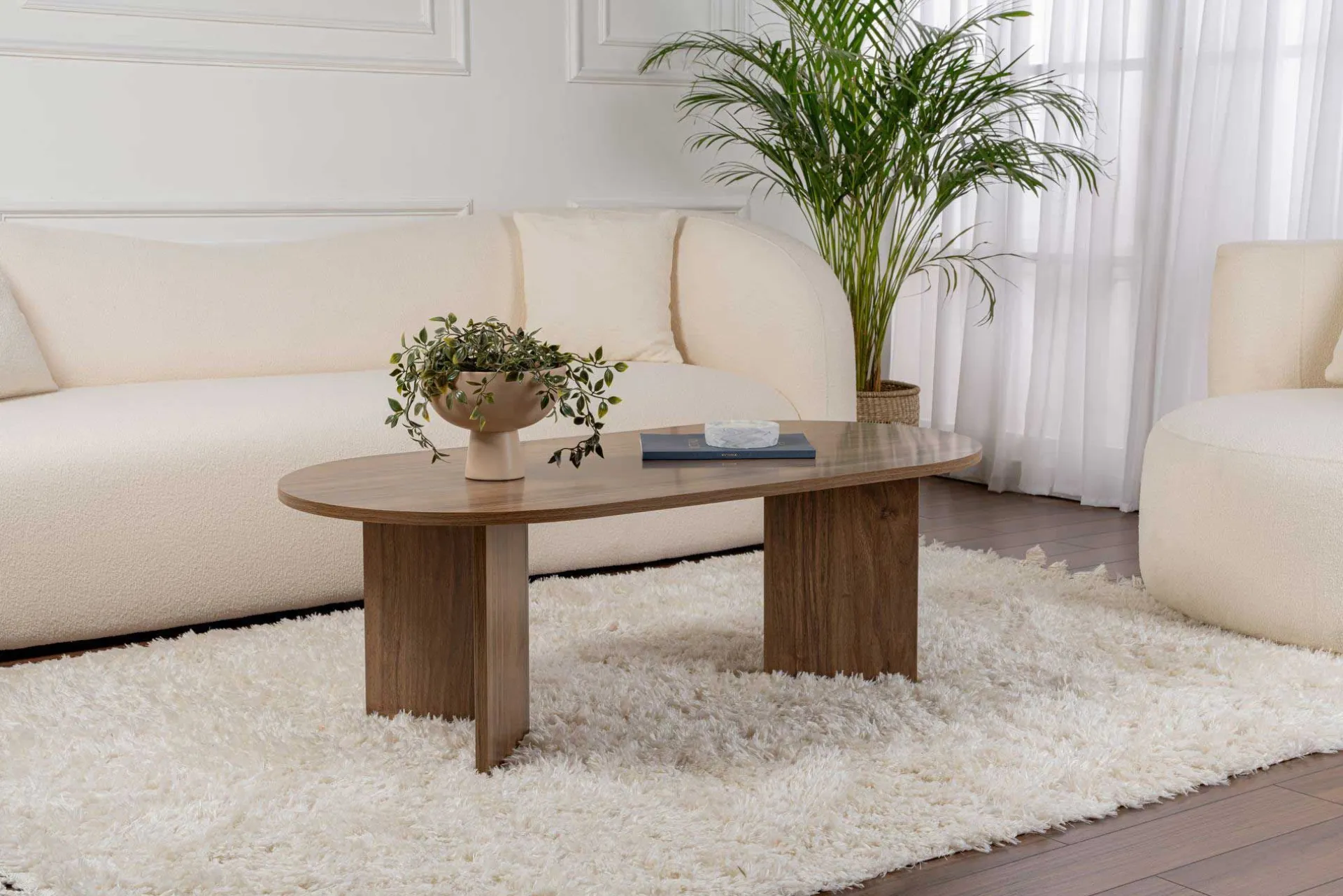 Emob Sable Couchtisch | 100 % MELAMIN | Walnuss