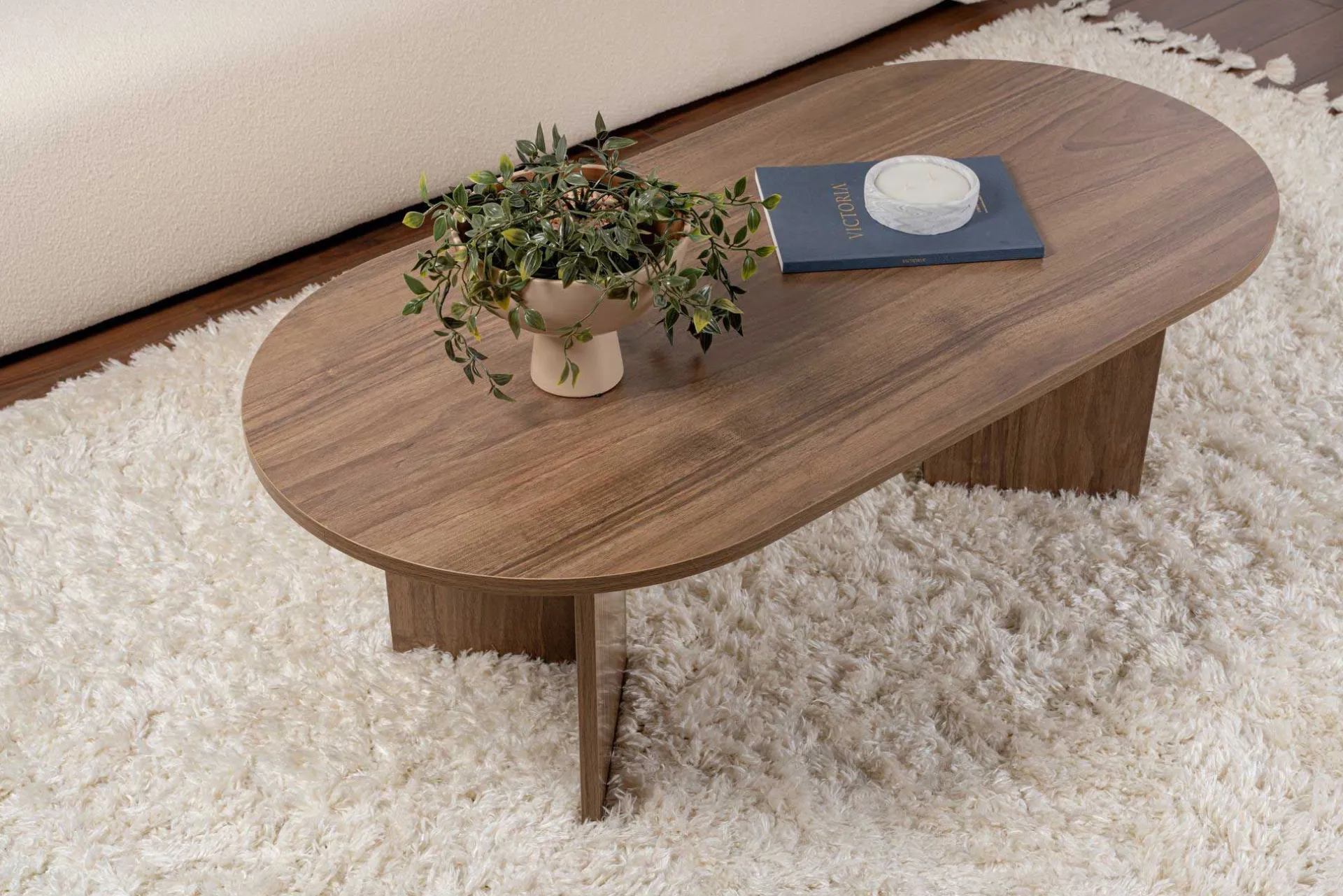Emob Sable Couchtisch | 100 % MELAMIN | Walnuss