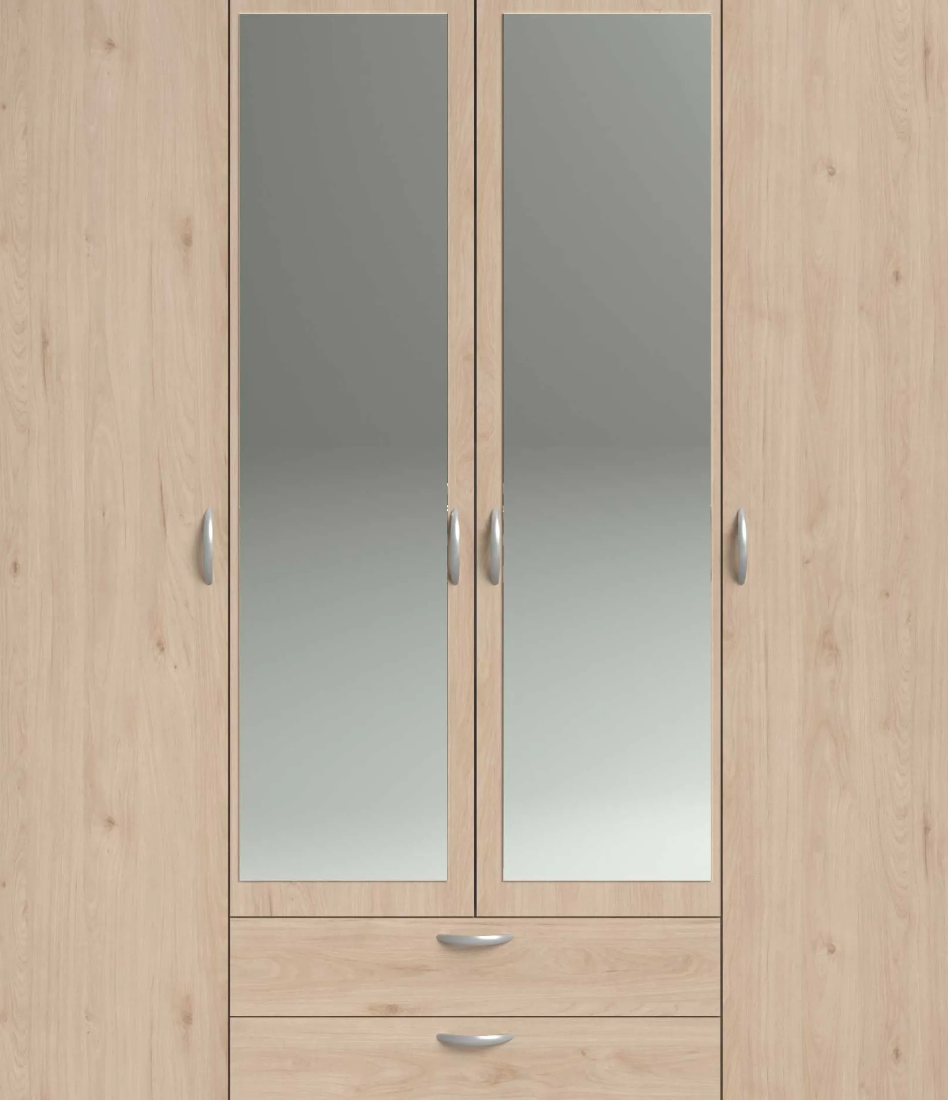 Salvador Kleiderschrank mit Spiegel, 4 Türen und 2 Schubladen - jackson oak