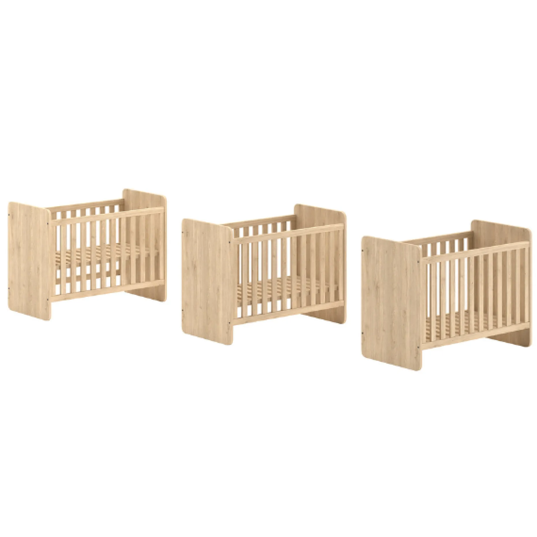 SammieBabyzimmer : Ausziehbett, Kommode mit Wickeltisch, Kleiderschrank - Eichendekor