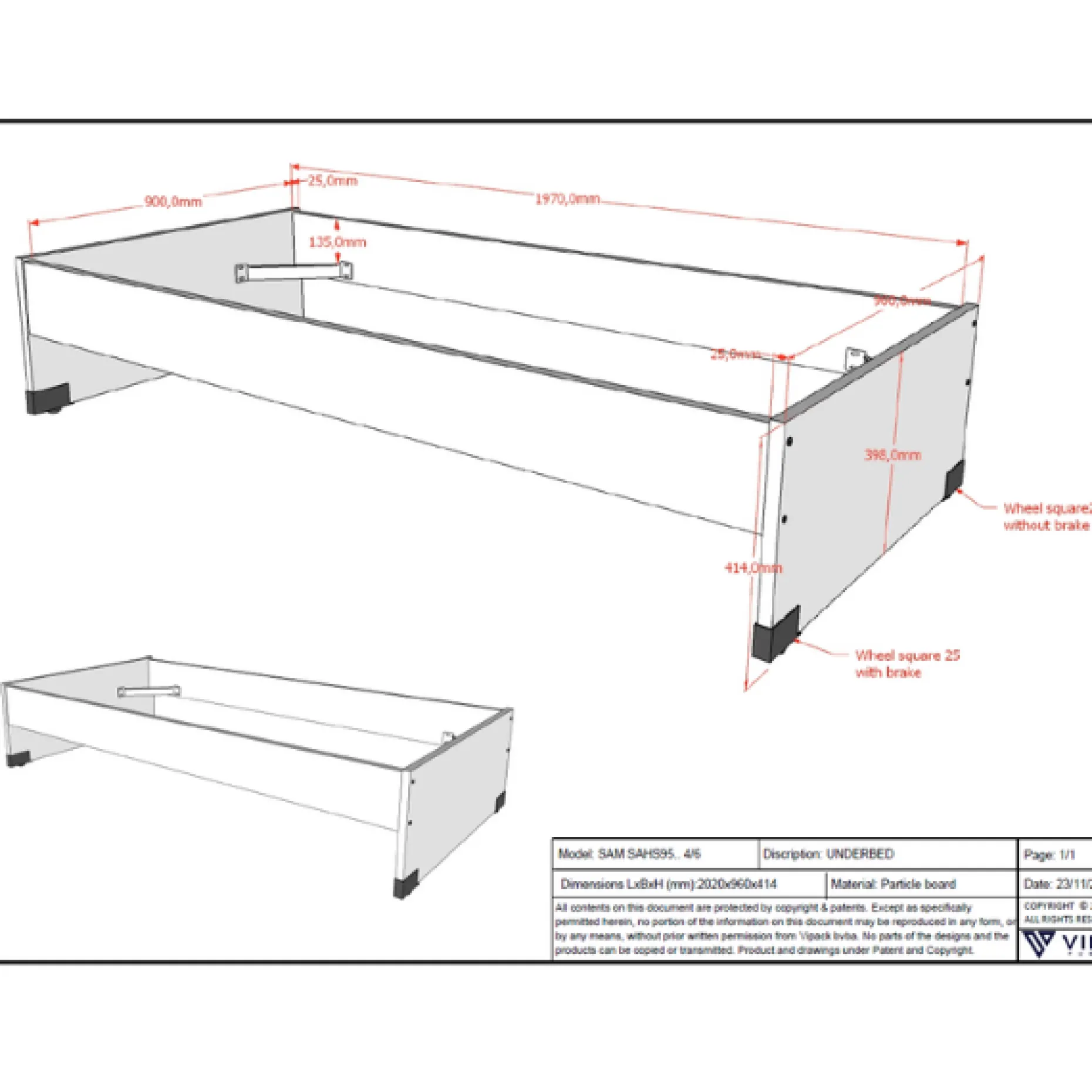 Sammie Halbhochbett 90x200cm mit 2 Betten, Bettkasten und Schreibtisch - weiß
