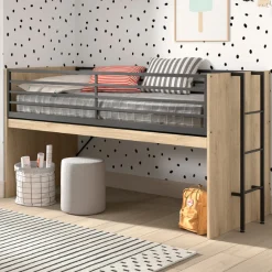 Sammie Halbhochbett 90x200cm - mit Schreibtisch - Eiche Dekor