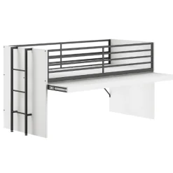 Sammie Halbhohes Bett 90x200cm - mit Schreibtisch und Stauraum - weiß