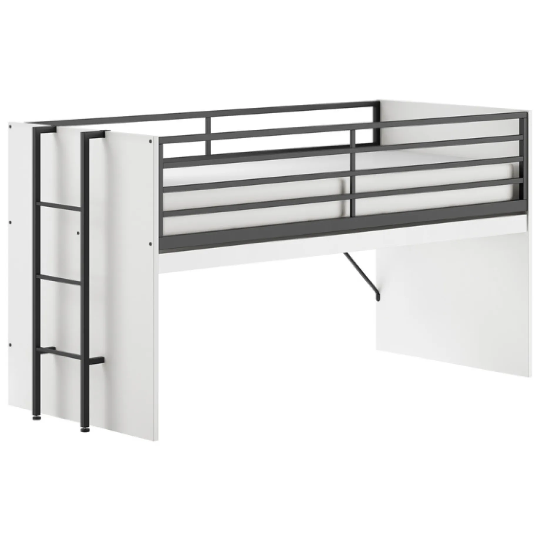 Sammie Halbhohes Bett 90x200cm - mit Schreibtisch - weiß