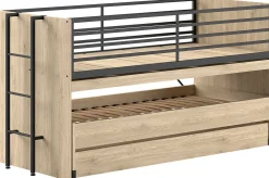 Sammie Halbhohes Bett 90x200cm mit 2 Betten, Bettkasten und Schreibtisch - Eichendekor