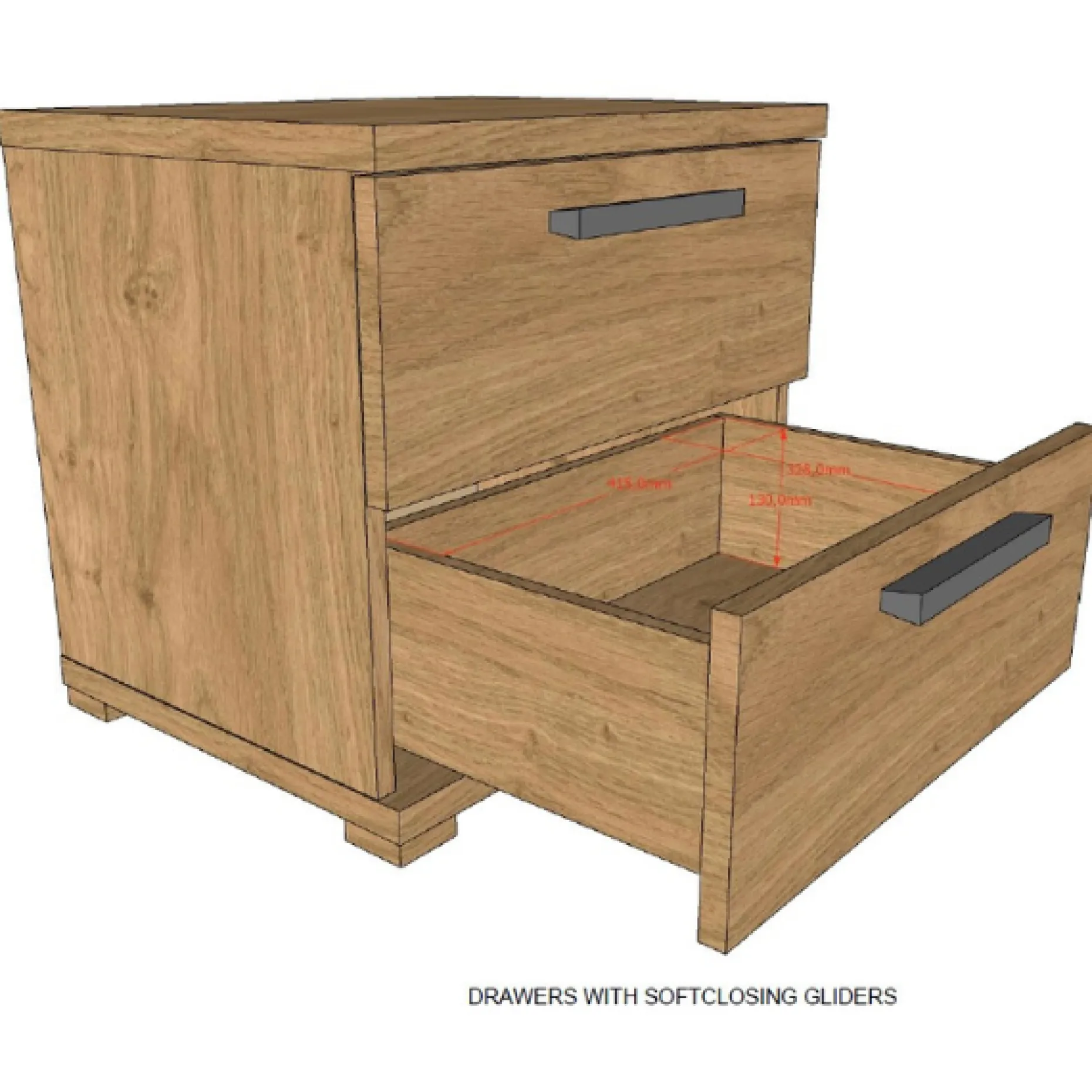 SammieJugendzimmer : Bett 90x200cm, Nachttisch, Kleiderschrank, Kommode - Eichendekor