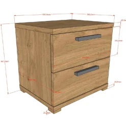 SammieJugendzimmer : Bett 90x200cm, Nachttisch, Kleiderschrank, Schreibtisch - Eichendekor