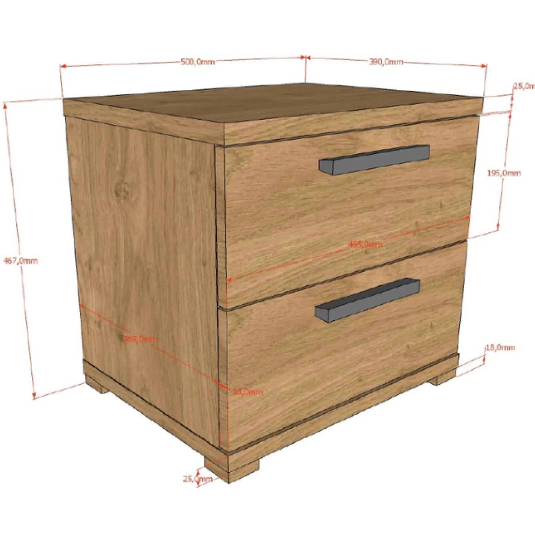 SammieJugendzimmer : Bett 90x200cm, Nachttisch, Kleiderschrank, Schreibtisch - Eichendekor