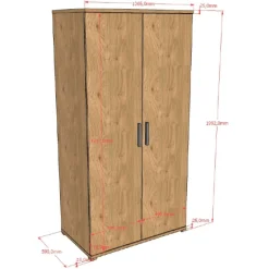 Kinder Vipack SammieJugendzimmer : Bett 90x200cm, Nachttisch, Kleiderschrank, Schreibtisch - Eichendekor