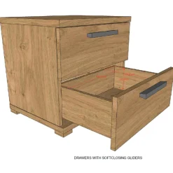 Kinder Vipack SammieJugendzimmer : Bett 90x200cm, Nachttisch, Kleiderschrank, Schreibtisch - Eichendekor