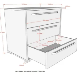 Kinder Vipack Sammie Kommode 68x43x61cm - 3 Schubladen -
