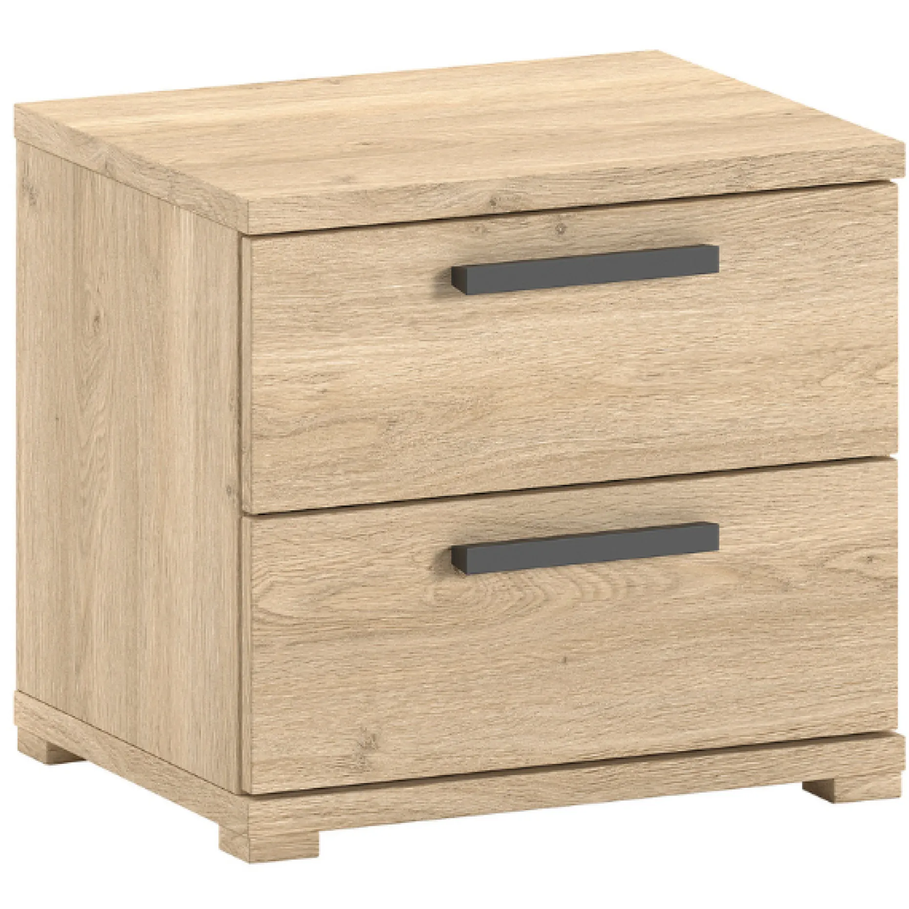 Sammie Nachttisch - 50x39x47cm - mit zwei Schubladen - Eiche Dekor