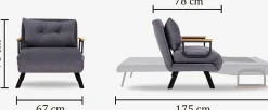 Emob Sando 1-Sitzer-Schlafsofa | Metallrahmen |