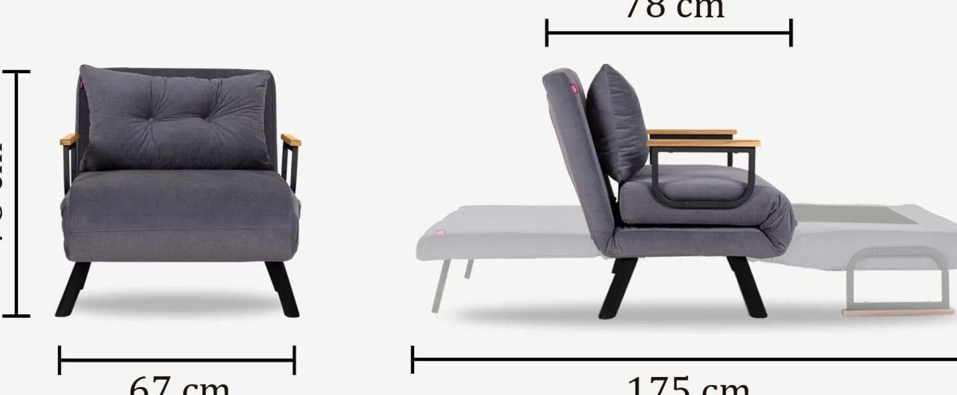 Emob Sando 1-Sitzer-Schlafsofa | Metallrahmen |