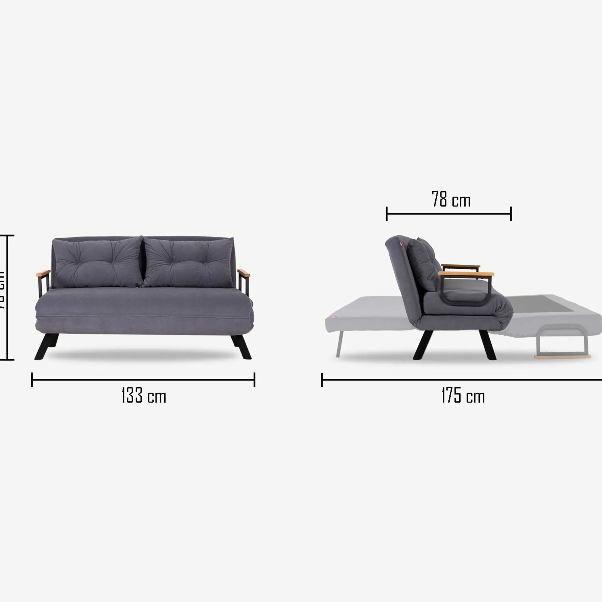 Emob Sando 2-Sitzer-Schlafsofa | Metallrahmen | Creme