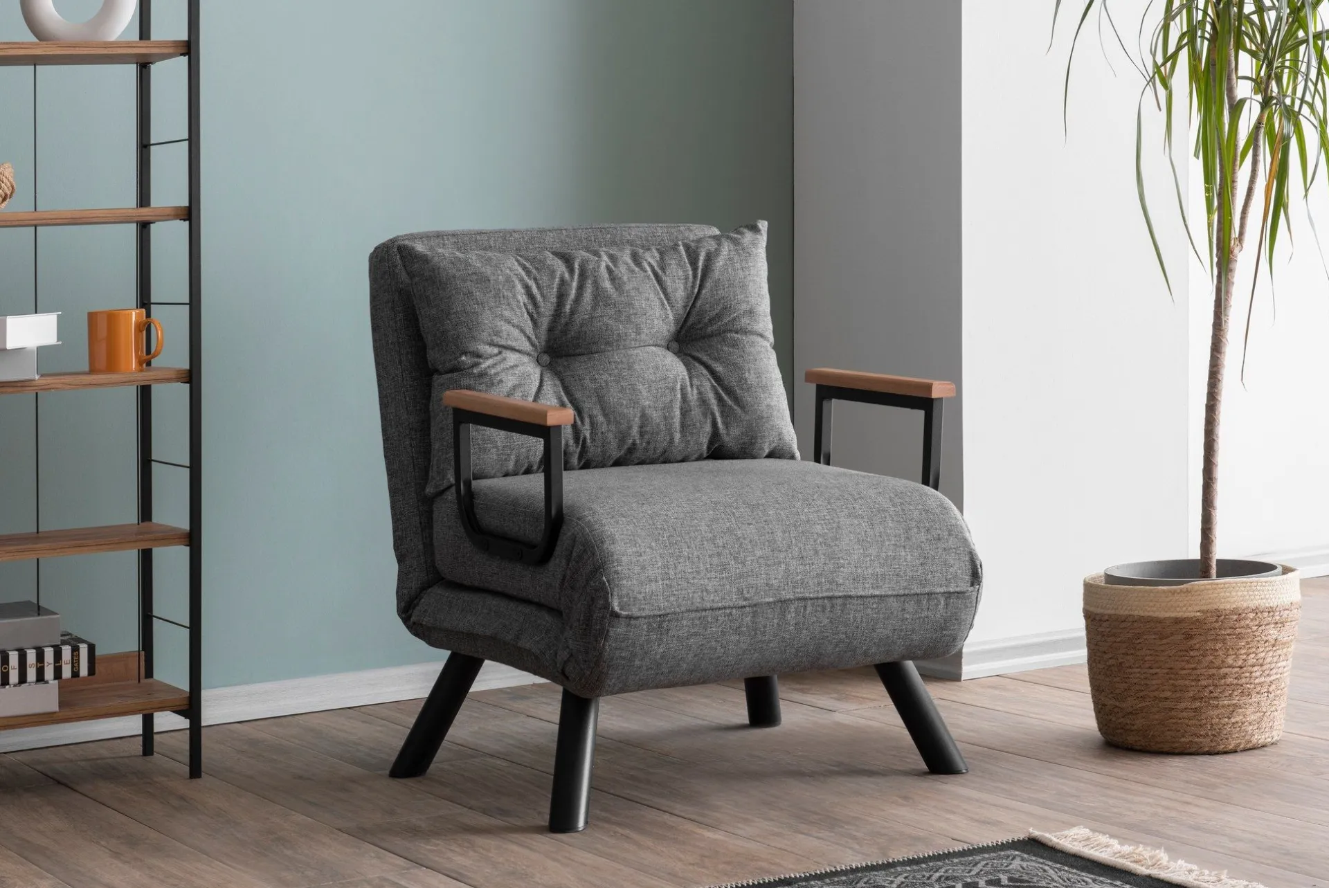 Emob Sando 1-Sitzer-Schlafsofa | Metallrahmen | Hell