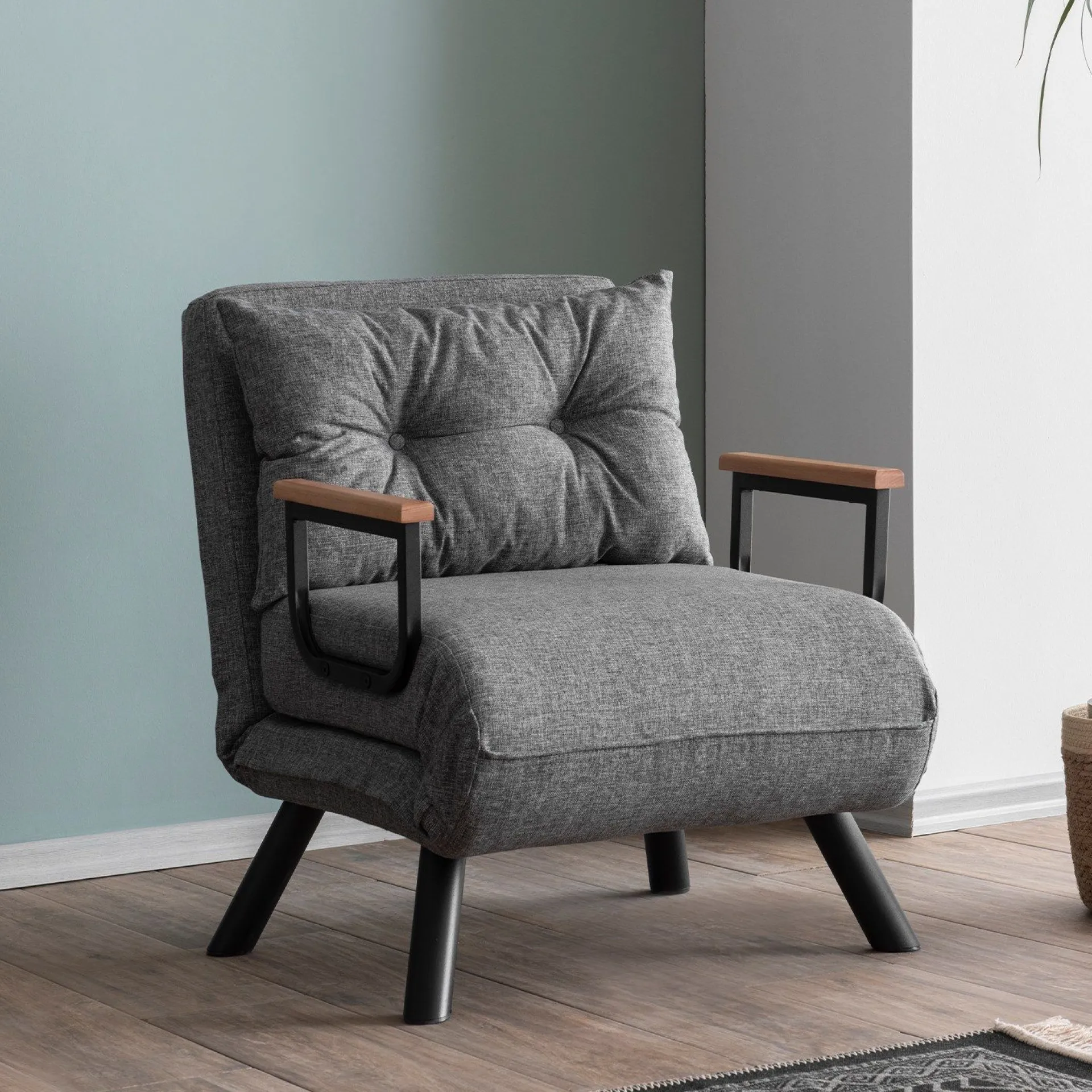 Emob Sando 1-Sitzer-Schlafsofa | Metallrahmen | Hell