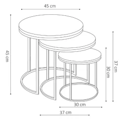 Rousseau Satz von 3 Couchtischen Amana Ø 45 cm-es Magnolienholz