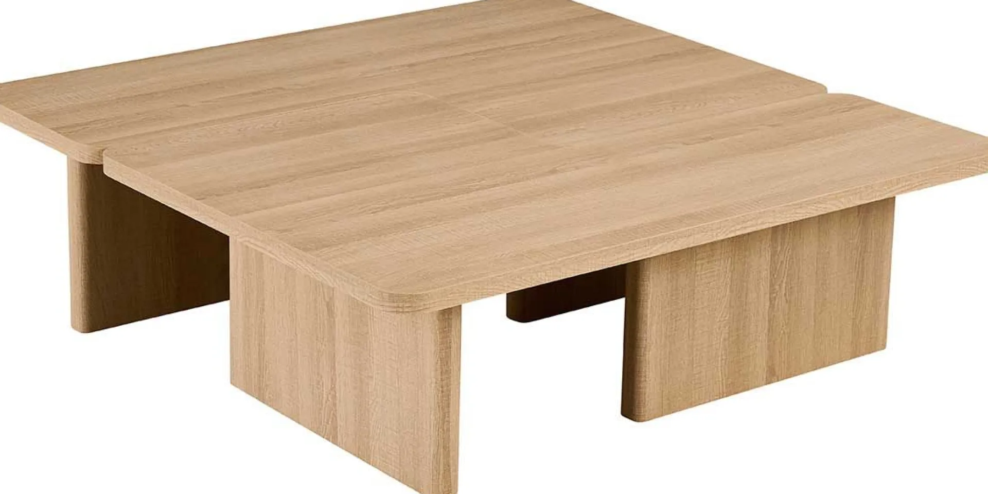 Rousseau Satz von 2 Couchtischen Arallo - 120x120x38cm - Eiche Dekor