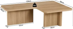 Rousseau Satz von 2 Couchtischen Arallo - 120x120x38cm - Eiche Dekor