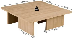 Rousseau Satz von 2 Couchtischen Arallo - 120x120x38cm - Eiche Dekor
