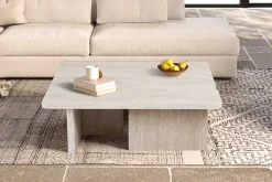 Rousseau Satz von 2 Couchtischen Arallo - 120x120x38cm - Travertin