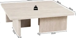 Rousseau Satz von 2 Couchtischen Arallo - 120x120x38cm - Travertin