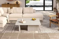 Rousseau Satz von 2 Couchtischen Arallo - 120x120x38cm - Travertin