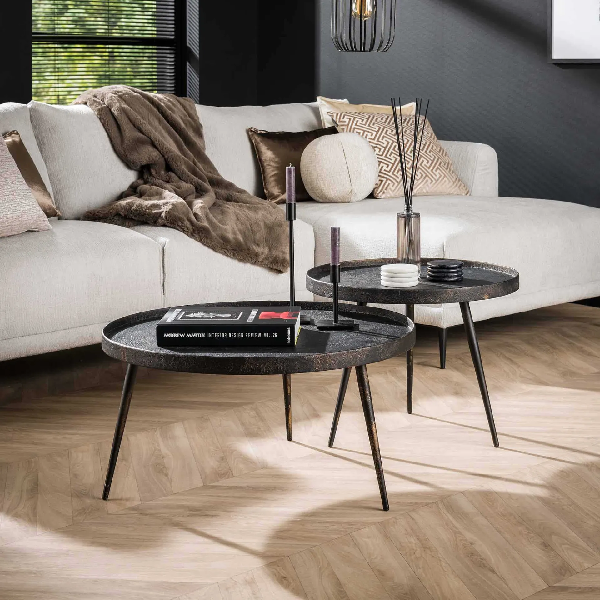 Emob Satz von 2 Couchtischen Lima ø76 industriell -