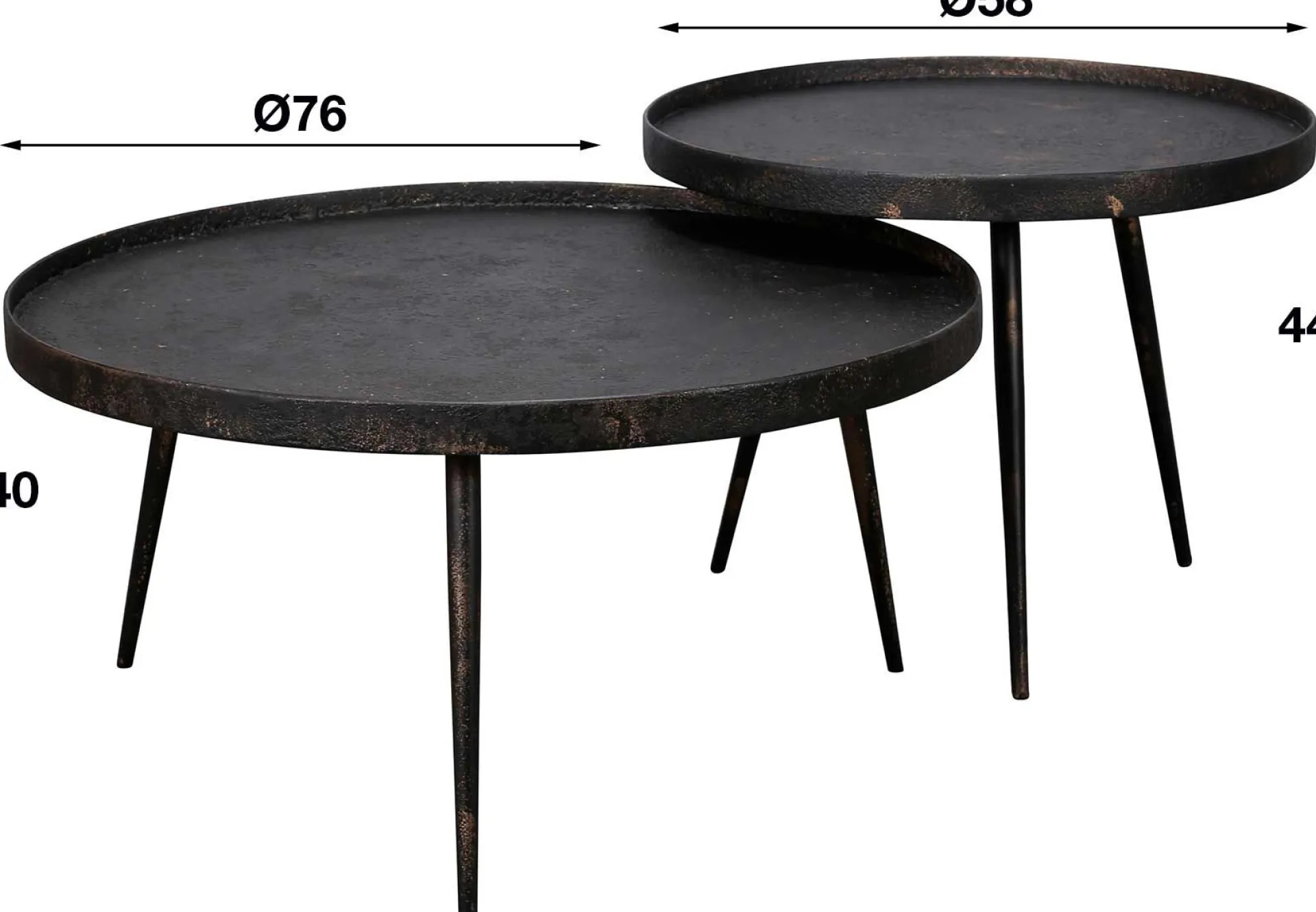 Emob Satz von 2 Couchtischen Lima ø76 industriell -