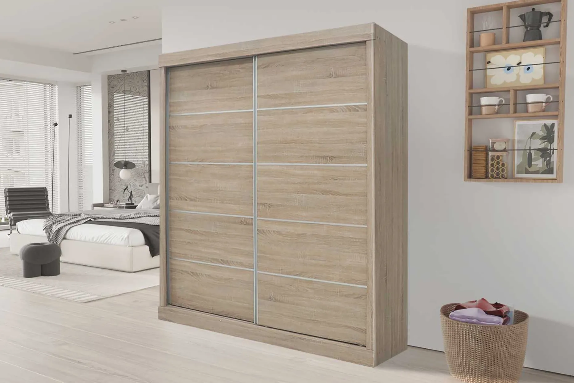 Schiebetürenschrank 'Mike' - Sonoma-Ausführung | H197,5 x B182,5 x T52,5 cm