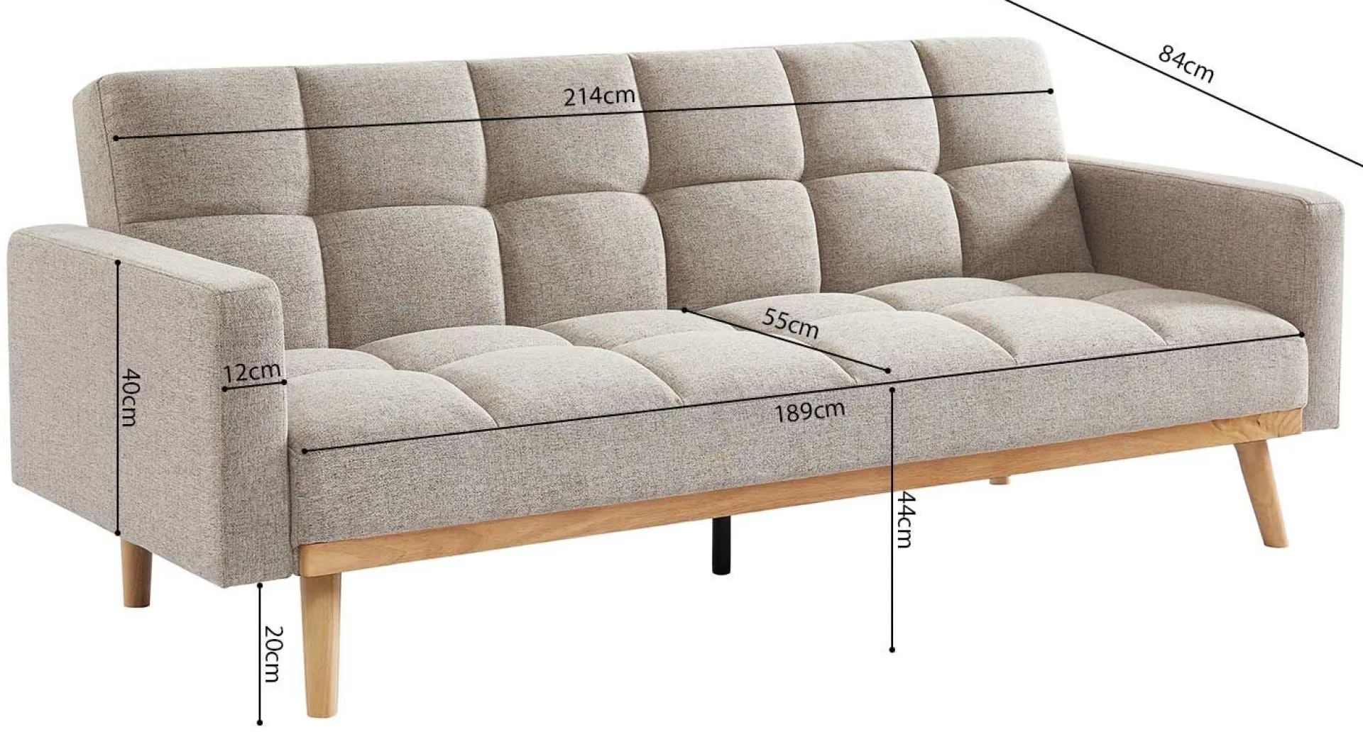 Rousseau Schlafsofa Adana | 214 x 84 x 84 cm |