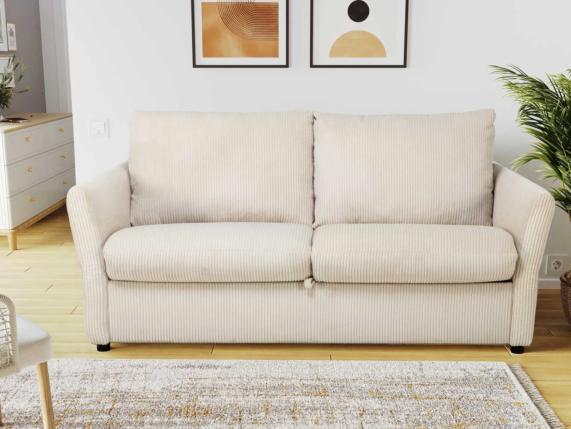 PGS Schlafsofa Maho - 178x96x85cm - gerippter Samt