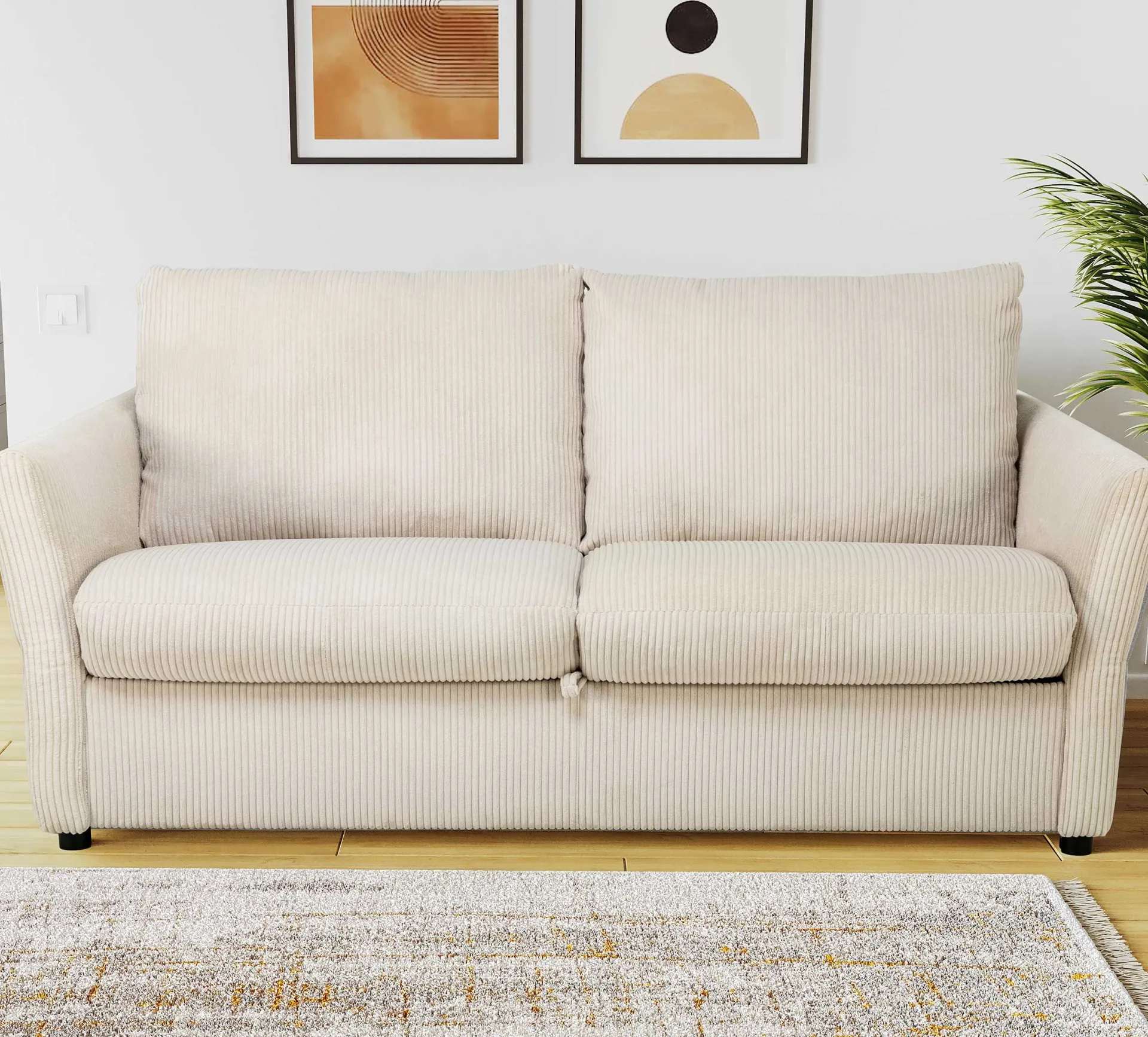 PGS Schlafsofa Maho - 178x96x85cm - gerippter Samt
