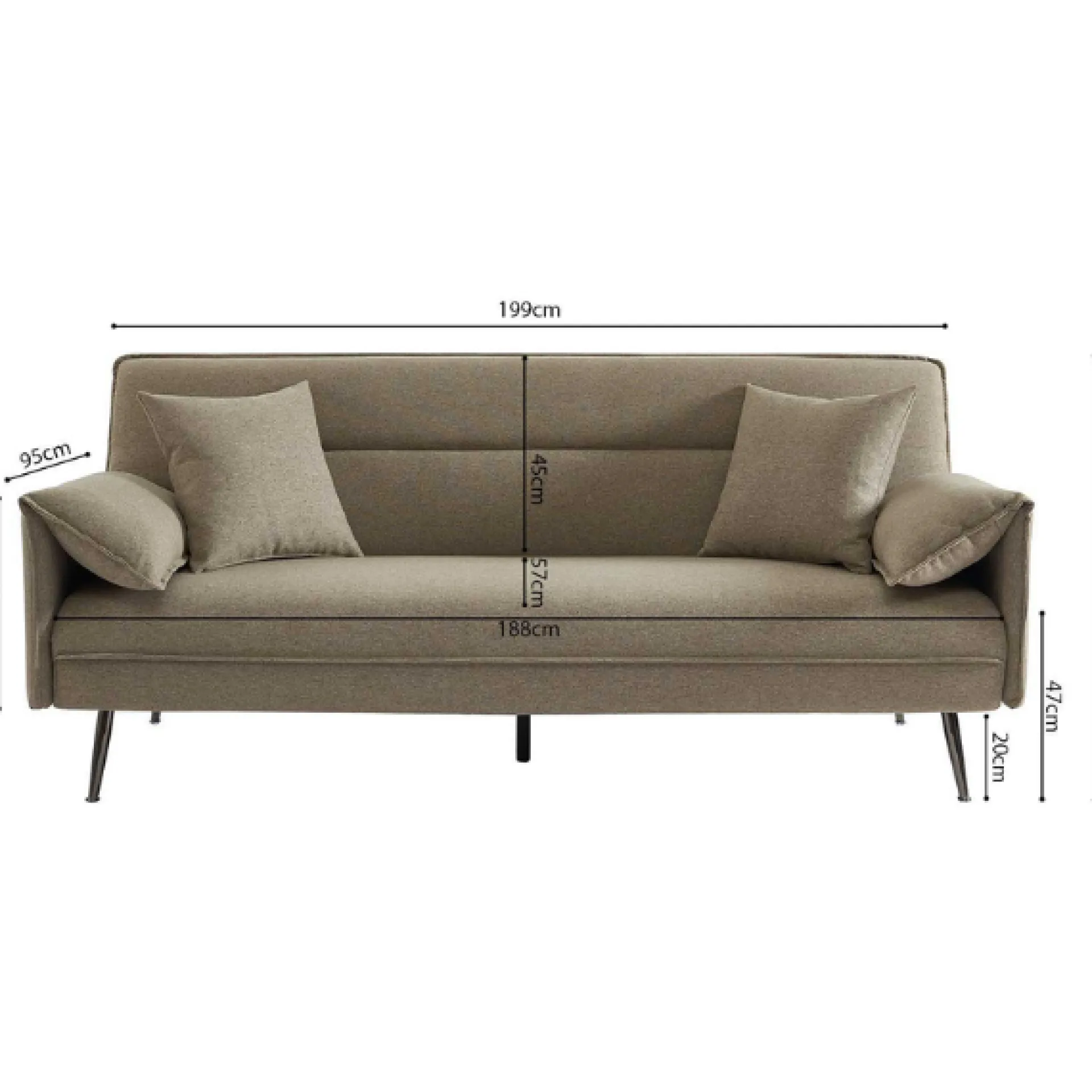 Rousseau Schlaf- und Sitzsofa Sivas | 199 x 89 x 95 cm |
