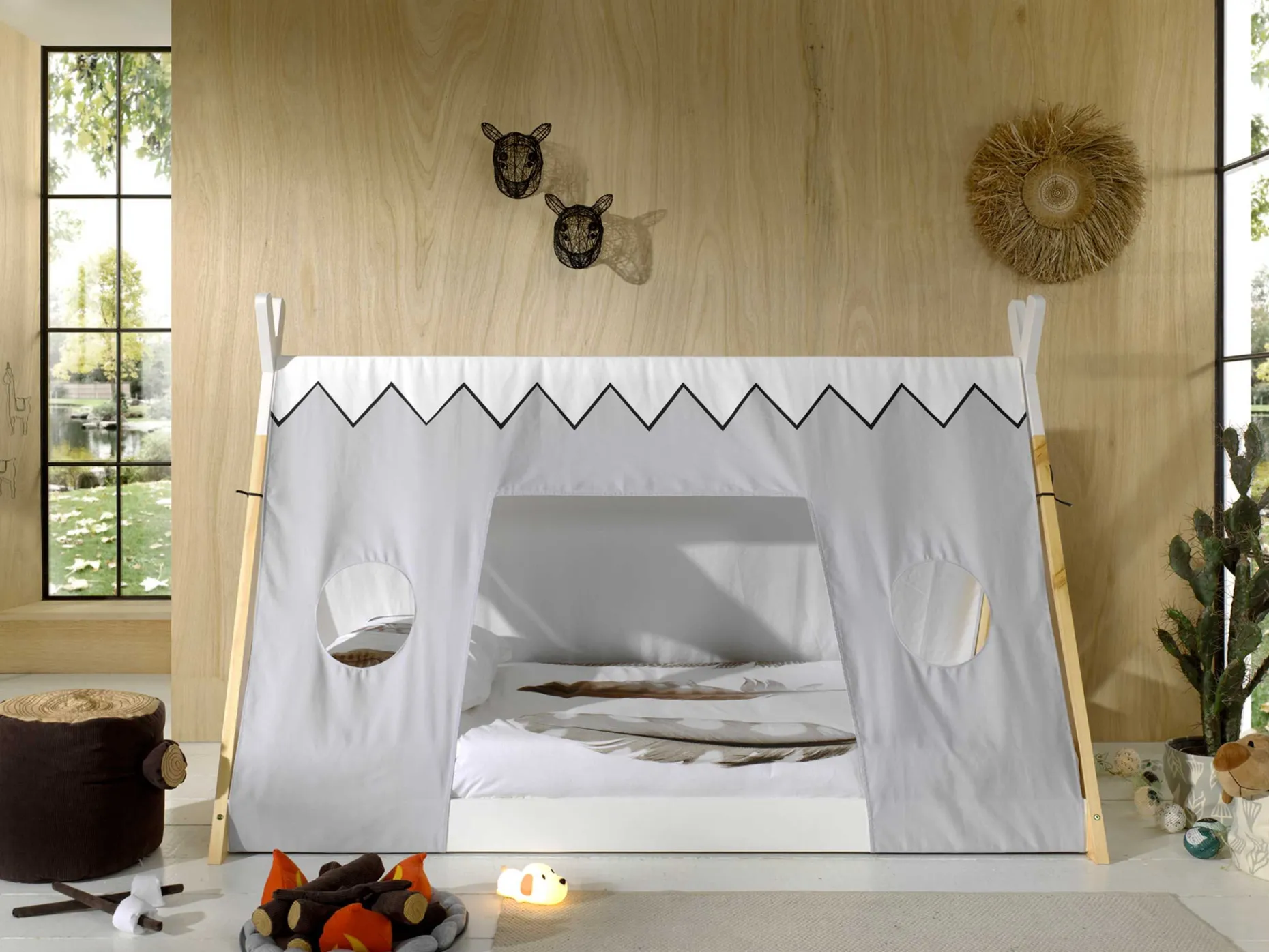 Schlafzelt Tipi Polyester - grau