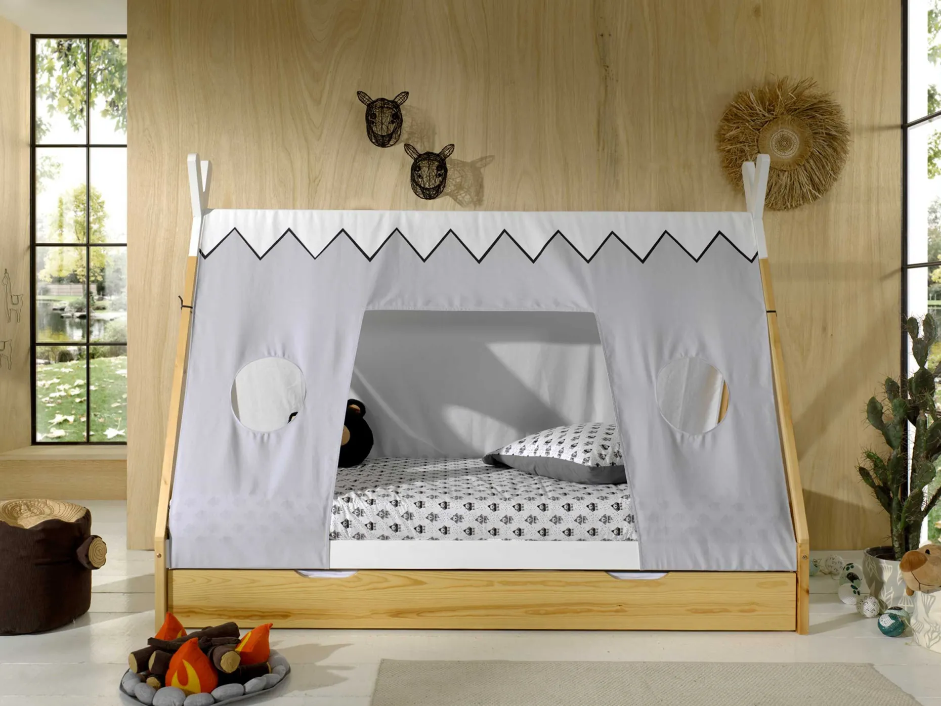 Schlafzelt Tipi Polyester - grau