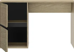 Kinder Gautier - Gami Schlafzimmer Nael: Doppelbett 140x190, Schreibtisch, Bücherregal, Kleiderschrank - Eiche Dekor/schwarz