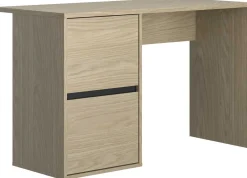Kinder Gautier - Gami Schlafzimmer Nael: Doppelbett 140x200, Schreibtisch, Bücherregal, Kleiderschrank - Eiche Dekor/schwarz