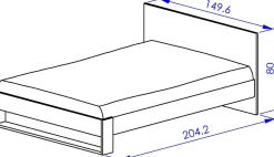 Kinder Gautier - Gami Schlafzimmer Nael: Doppelbett 140x200, Schreibtisch, Bücherregal, Kleiderschrank - Eiche Dekor/schwarz