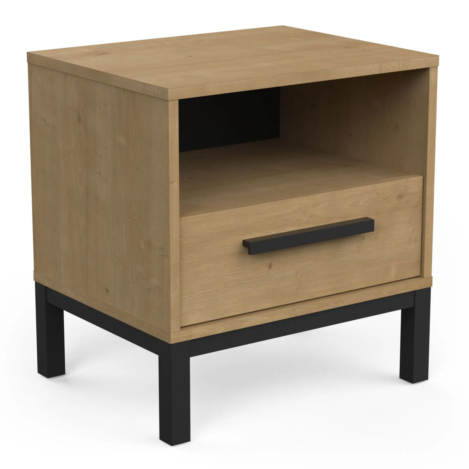 CBA Schlafzimmerset Craig | Doppelbett, Nachttisch, Kleiderschrank, Kommode | Oak Matte Black