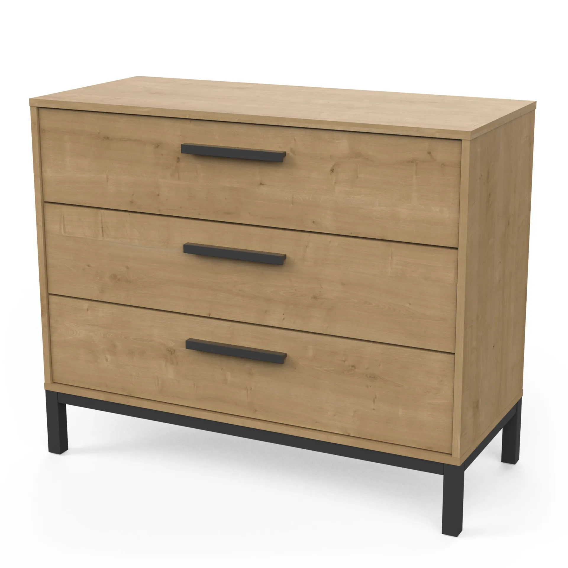 CBA Schlafzimmerset Craig | Doppelbett, Nachttisch, Kleiderschrank, Kommode | Oak Matte Black